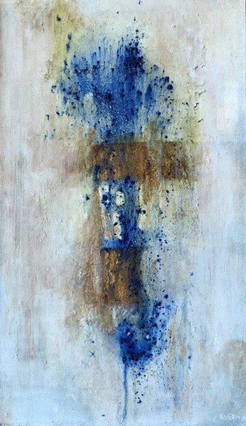De maker van het eigen geluk — Olieverf, acryl, pigmentpoeder op paneel, 80 x 47,5 cm