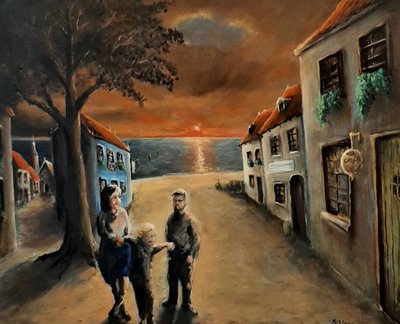 Een Jeugdherinnering — Olieverf op paneel, 60 x 50 cm