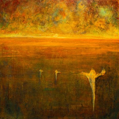 Gestas Iuxta Christus — Olieverf op doek, 75 x 75 cm