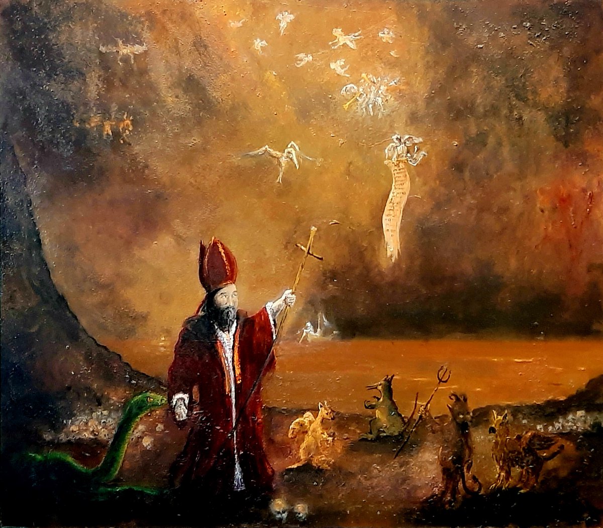 Gevallen engelen — Olieverf op paneel, 80 x 60 cm