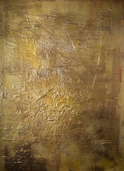 Goud 1 — Acryl, spuitlak op doek, 80 x 62 cm