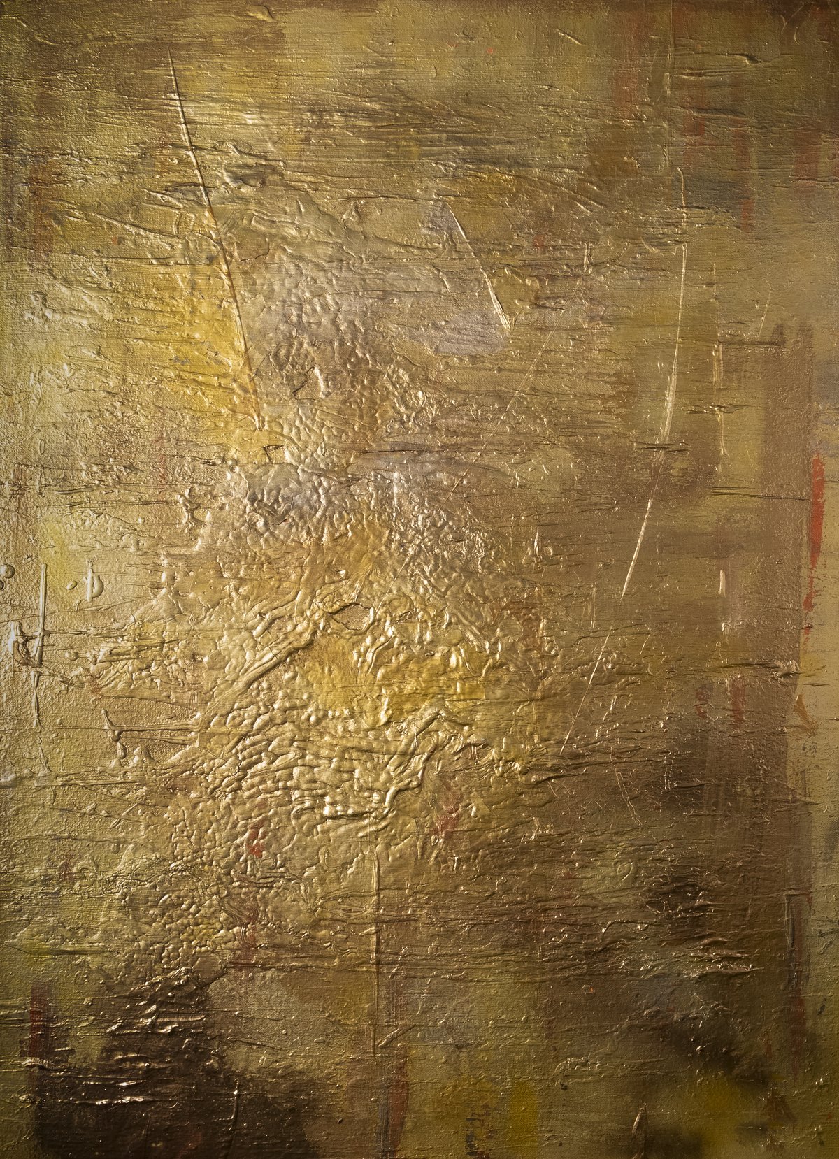 Goud 1 — Acryl, spuitlak op doek, 80 x 62 cm