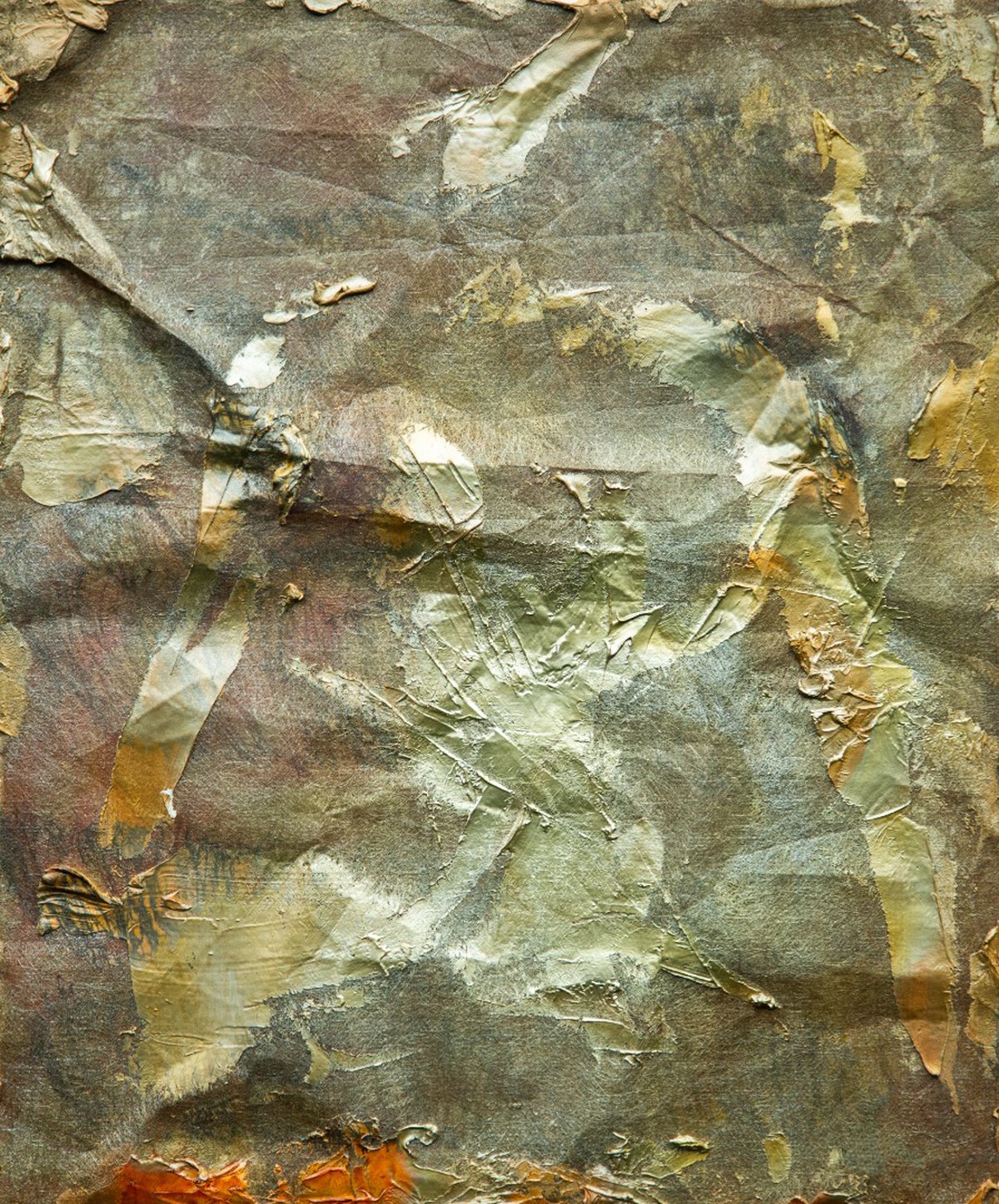 Gouden Herfst — Acryl, textiel op doek, 60 x 50 cm