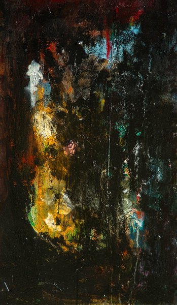 Herboren — Olieverf en acrylverf op paneel, 67,5 x 40 cm