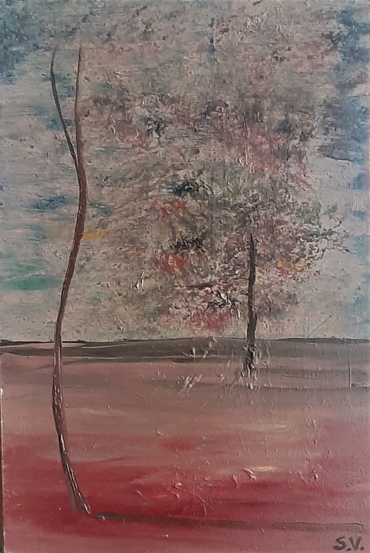 Horizon in de Lente — Olieverf op paneel, 38 x 25 cm