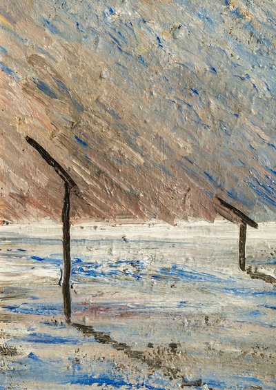 Horizonde — Olieverf op paneel, 23 x 17 cm