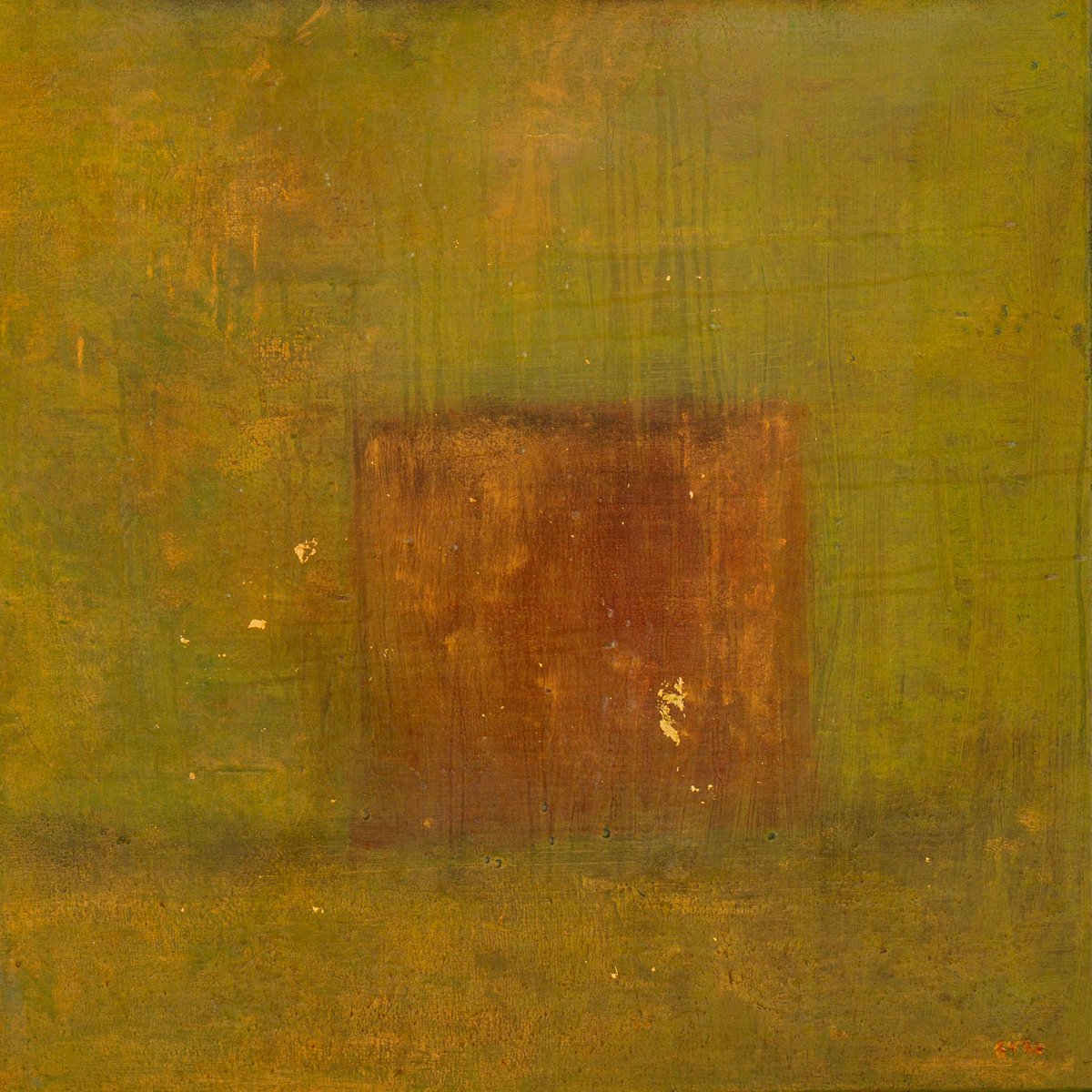 Raamwerk — Olieverf, bladgoud op doek, 60 x 60 cm