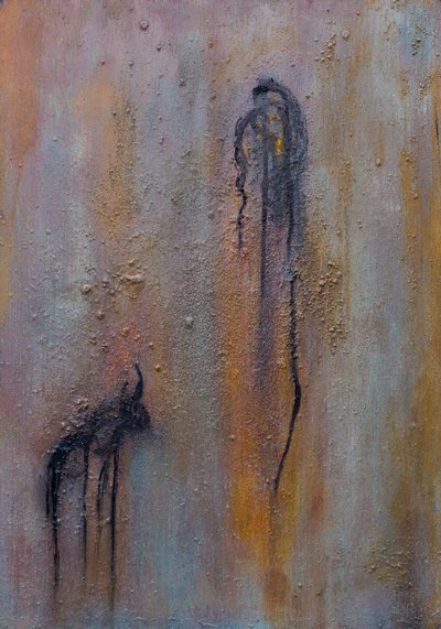Stier uit die Tijd — Olieverf op paneel, 67 x 48 cm
