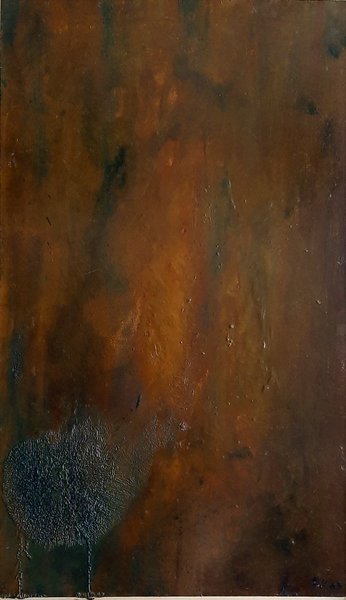 Tweeluik voor Verzoening — Olieverf, pigment op paneel, 67,5 x 40 cm